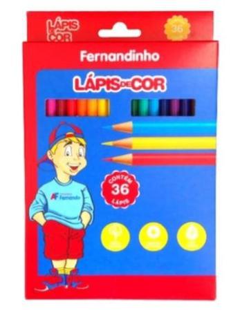 Imagem de Kit 3 caixas de Lápis de Cor 36 Cores Redondo Fernandinho