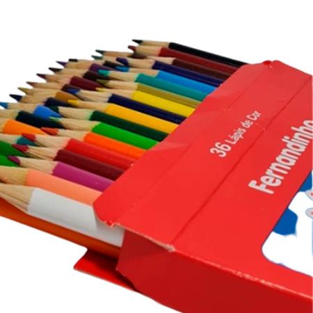 Imagem de Kit 3 caixas de Lápis de Cor 36 Cores Redondo Fernandinho