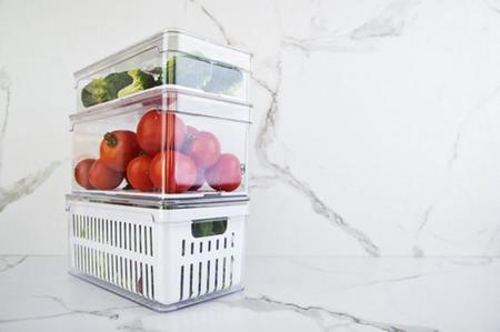 Imagem de Kit 3 Caixas Organizadora Geladeira Frutas Verduras Legumes