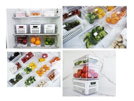 Imagem de Kit 3 Caixas Organizadora Geladeira Frutas Verduras Legumes