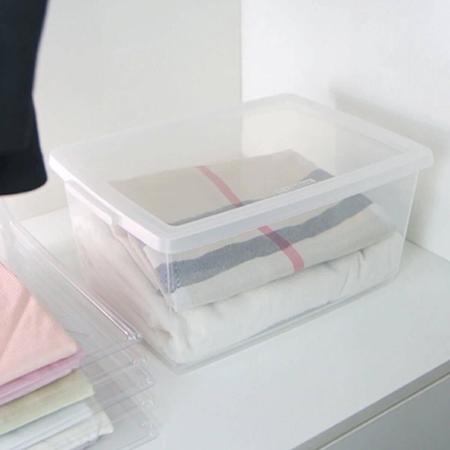 Imagem de Kit 3 Caixas Organizadoras 15L Plástico com Tampa My Closet Ordene Transparente Retangular