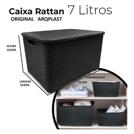 Imagem de Kit 3 Caixas Organizadoras Rattan com Tampa 7L + 15L + 20L