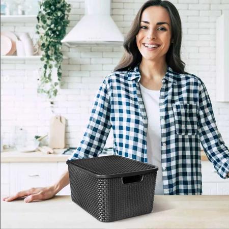 Imagem de Kit 3 Caixas Organizadoras Rattan com Tampa 7L + 15L + 20L