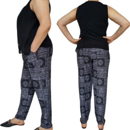 Imagem de Kit 3 Calça Feminina Malha  Fria Liganete Estampadas  Com Bolso Confortáveis.
