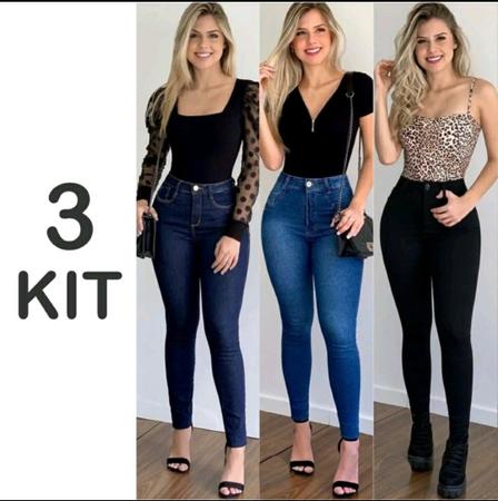 Imagem de Kit 3 Calça Jeans Feminina Levanta Bumbum Atacado