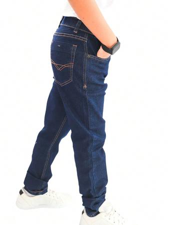 Imagem de Kit 3 Calça Jeans Sarja Juvenil Menino Sport Fino Com Ajuste na Cintura