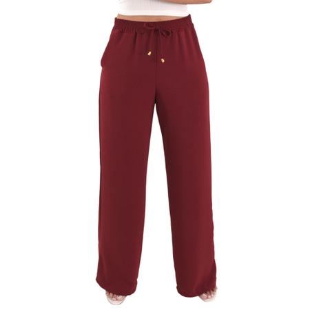 Imagem de Kit 3 Calça Pantalona Feminina Cintura Alta Tendência Larga