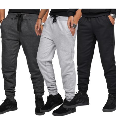 Kit 3 Cal as Jogger Moletom Unissex Casual Treino Academia Faria