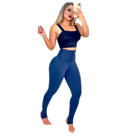 Calça Legging Cintura Alta Modeladora Sem Pezinho Azul marinho