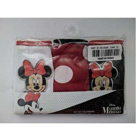 Kit com 3 Calcinhas Infantil Minnie Mouse 01.03.0038