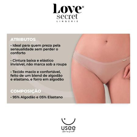 Imagem de Kit 3 Calcinhas Modal Confortável Cós Baixo Algodão Love Secret