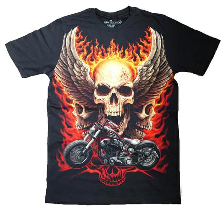 Imagem de Kit 3 Camisas Moto Motoqueiro Skull Camiseta Masculina
