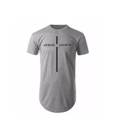 Imagem de Kit 3 Camiseta Estampada Cruz Masculina Manga Curta Camisa Long Line Swag Blusa Algodão Básica Oversize Thirt Gospel Cristã Evangélica Presente Casual
