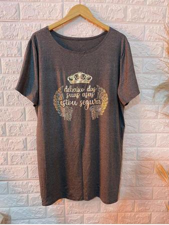 Imagem de KiT 3 Camiseta T-Shirt Feminina Plus Size Moda Mulher Cristã Gospel Reis dos Reis Leão Fé Jesus Até G5