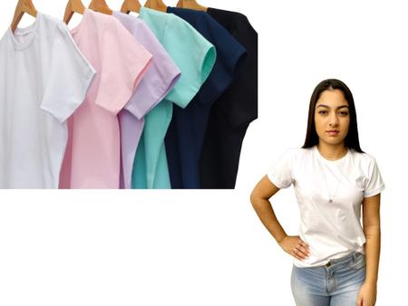 Imagem de Kit 3 camisetas femininas básicas tshirt 100% algodão