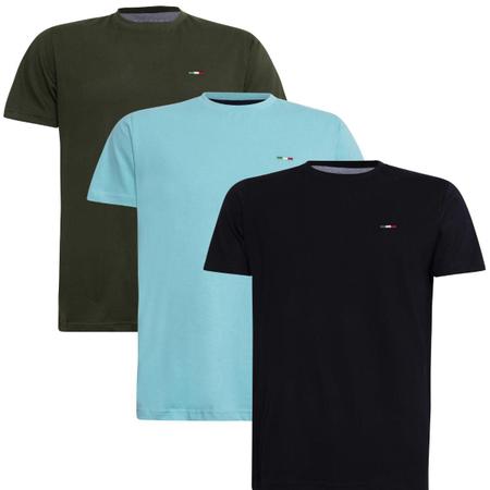 Imagem de Kit 3 Camisetas Masculina Básicas Casual Itália Tecido Algodão Premium