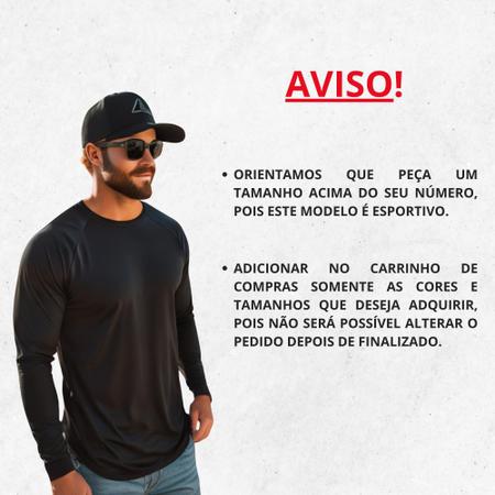 Imagem de Kit 3 Camisetas Masculina Proteção Uv Dry Fit Manga Longa