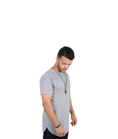 Imagem de  Kit 3 Camisetas Masculinas Long Line Oversize Swag Blusas Lisa Dança Camisas Musculação Namorado