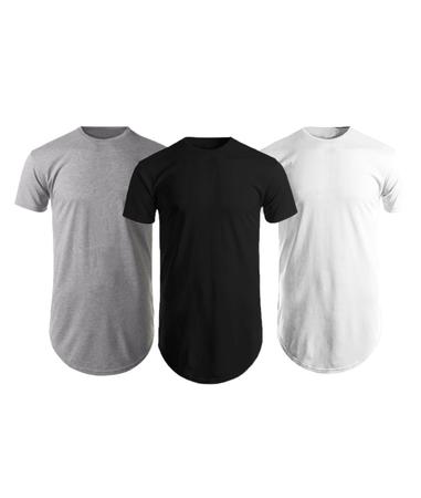 Imagem de  Kit 3 Camisetas Masculinas Long Line Oversize Swag Blusas Lisa Dança Camisas Musculação Namorado
