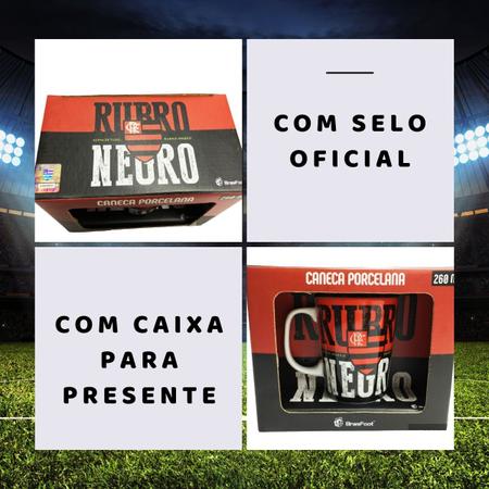 Imagem de Kit 3 Canecas Porcelana Xícara Rubro Negro Premium 260ml Preto Vermelho Café Clube Flamengo Oficial