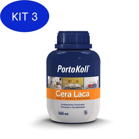 Imagem de Kit 3 Cera Laca Portokoll 500Ml Cimento Queimado