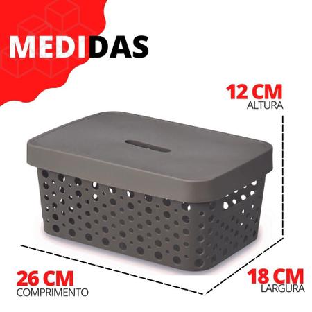 Imagem de Kit 3 Cesto Organizador Rattan c/Tampa 4,5 Litros Multiuso Plástico