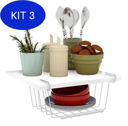 Imagem de Kit 3 Cesto Suspenso Organizador Armário Cozinha Elegance Dicarlo