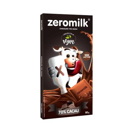 Imagem de Kit 3 Chocolate ZeroMilk 70% Cacau Tudo Zero Leite 80g
