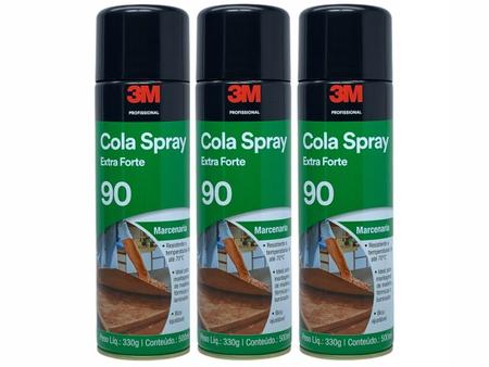 Imagem de Kit 3 Cola Spray 90 Extra Forte 3 M Madeira Fórmicas e Laminados Transparente
