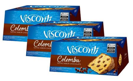 Imagem de kit 3 Colomba Pascal Visconti Páscoa Gotas de Chocolate 360g