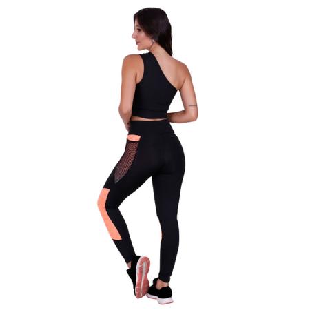 Kit 3 Conjunto Fitness Calça Legging com Bolso e Top sem bojo