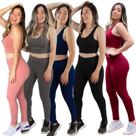 Imagem de Kit 3 Conjuntos Fitness Feminino Suplex Roupa Academia