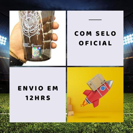 Imagem de Kit 3 Copos Plástico Tampa E Canudo 600Ml Corinthians