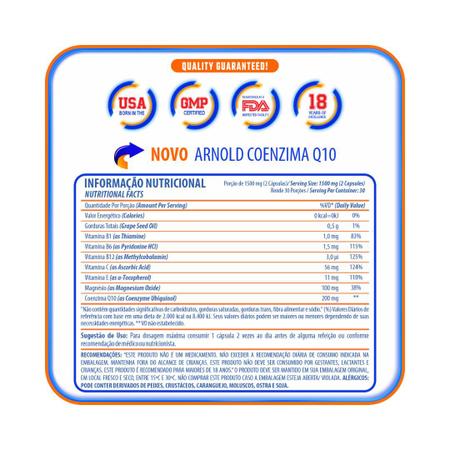 Imagem de Kit 3 CoQ-10 Coenzima Q10 200mg Arnold Nutrition 60 Softgels
