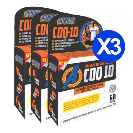 Imagem de Kit 3 CoQ-10 Coenzima Q10 200mg Arnold Nutrition 60 Softgels