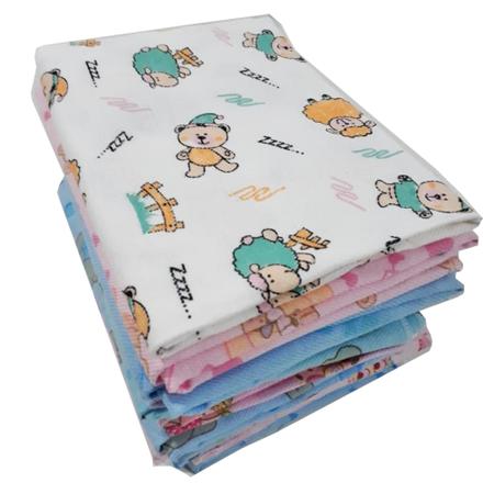 Imagem de KIT 3 CUEIRO MANTA FLANELADO 80x60cm ACONCHEGO BEBE INFANTIL BARATINHO PREÇO ATACADO