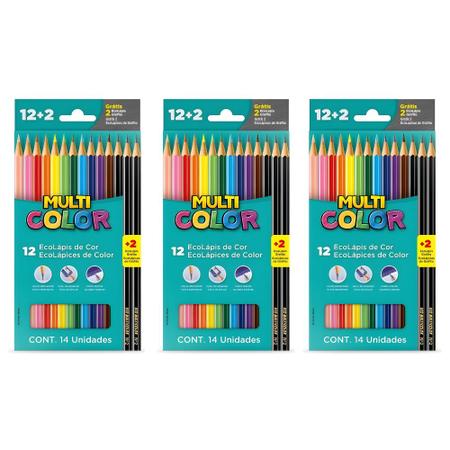 Lápis de Cor Multicolor com 12 Cores e 2 Lápis Grafite Faber