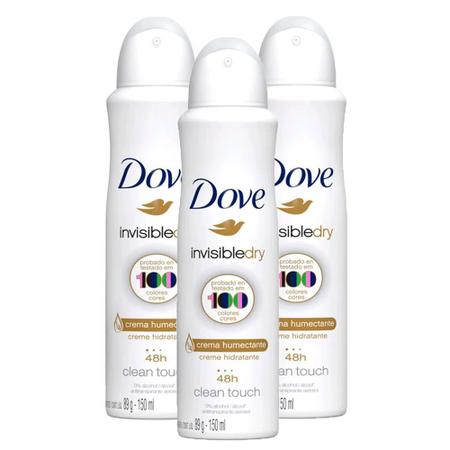 Imagem de Kit 3 Desodorante Antitranspirante Aerosol Dove Invisible Dry 150ml