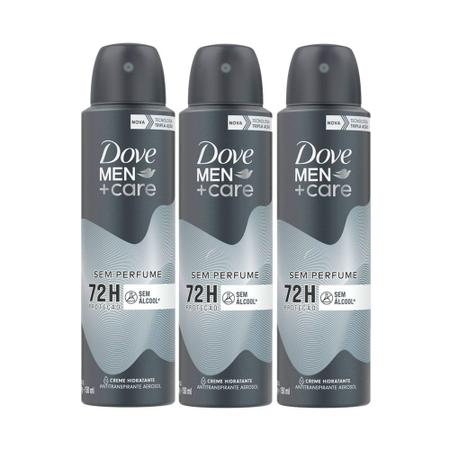 Imagem de Kit 3 Desodorante Dove Men + Care Sem Perfume Aerosol Antitranspirante 72h com 150ml