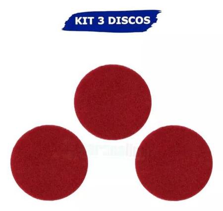 Imagem de kit 3 Discos Limpadores Vermelho 350mm Enceradeira Scotch-brite 3m