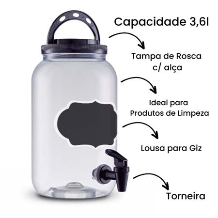 Imagem de Kit 3 dispenser torneira preto + 1 pote sabao 3,6 preto