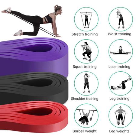 Imagem de Kit 3 Elástico Exercício Funcional Bumbum Band Extensor Treino Fortalecimento Musculação Fitness