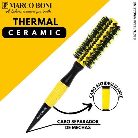 Imagem de Kit 3 Escova Marco Boni De Cabelo Profissional Térmica Em Cerâmica Com Cerdas Duplas De Javali M G GG