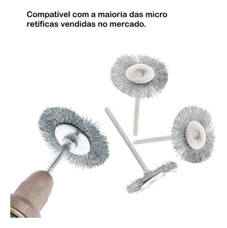 Imagem de Kit 3 Escovas De Aço Circular Disco Micro Retifica Dremel