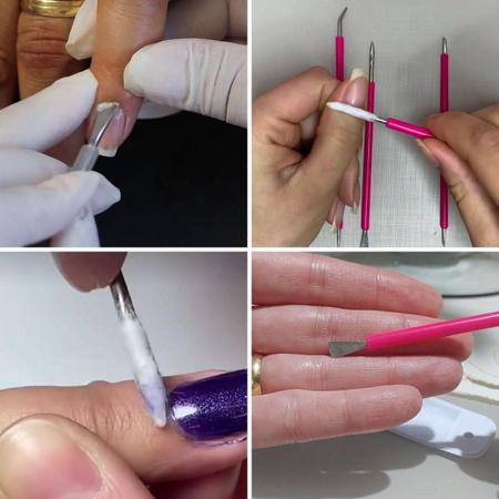 Imagem de Kit 3 Espatula Mista Rosa Inox Isis Cutelaria Manicure