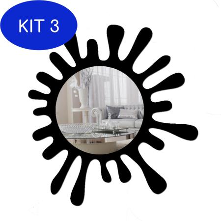 Imagem de Kit 3 Espelho Decorativo Com Moldura - Splash Preto