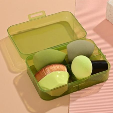 Imagem de Kit 3 Esponjas com 1 pincel de base e 1 Estojo Cor:Verde