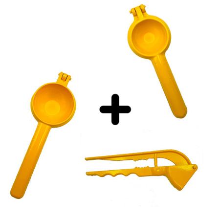 Imagem de Kit 3 Espremedores Laranja, Limão e Alho Amarelo Canario em Aluminio