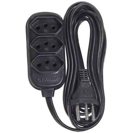 Kit 3 Extensão Elétrica 10M Preta Com 3 Tomadas 2p+t Fiolux Imagem de Kit 3 Extensão Elétrica 10M Preta Com 3 Tomadas 2p+t Fiolux
