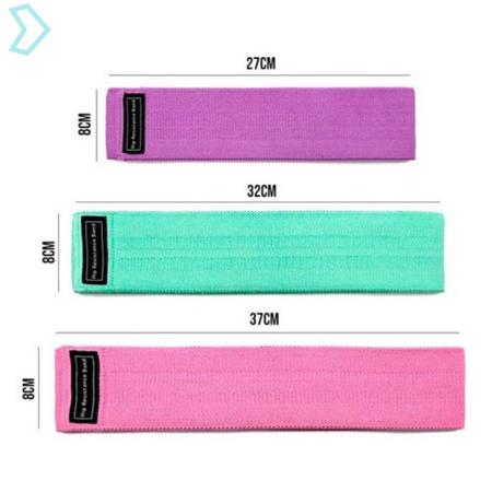 Kit 3 Faixas Elásticas Hip Band Mini Para Treinos Exercício Academia Yoga Pilates Funcional Premium - Pisste Imagem de Kit 3 Faixas Elásticas Hip Band Mini Para Treinos Exercício Academia Yoga Pilates Funcional Premium